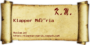 Klapper Mária névjegykártya